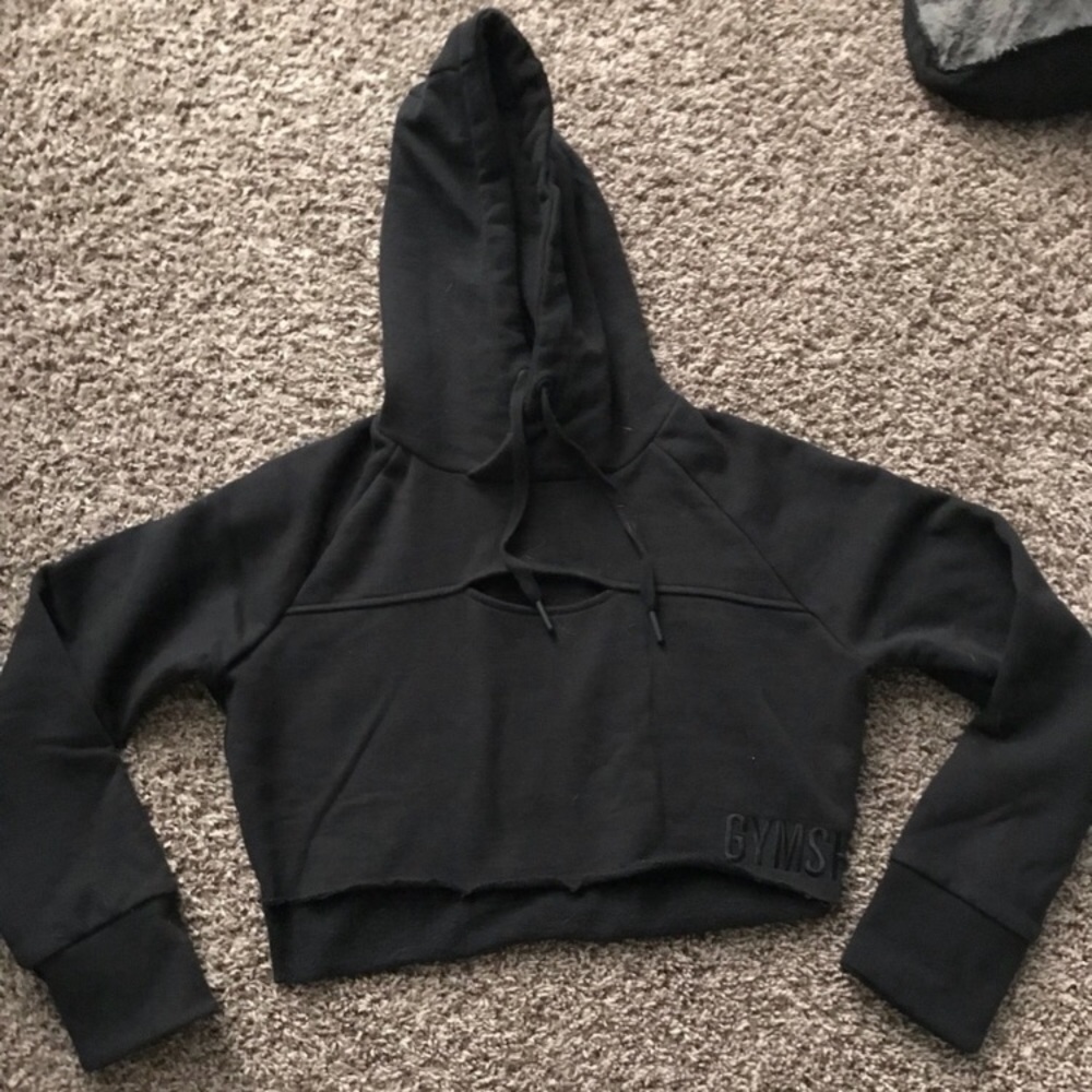 Gymshark Cropped Raw Edge Hoodie in Black! 🖤